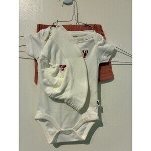 NWT Rabbit & Bear Organic Red Lobster Bodysuit, Shorts, & Hat Outfit - 0-3M